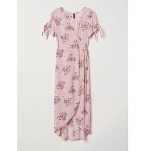 NWT CRÊPED WRAP-FRONT FLORAL MIDI DRESS